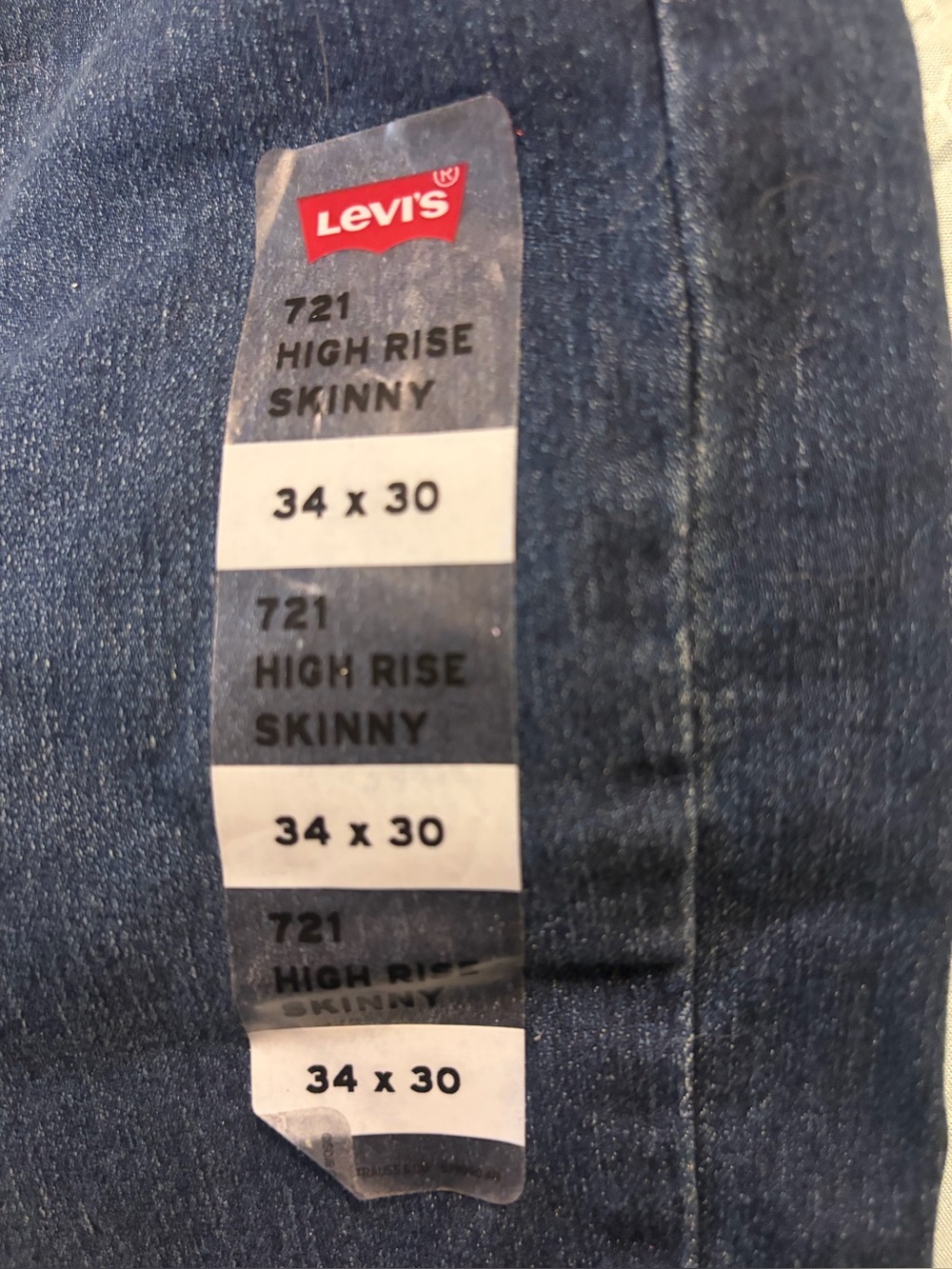 Levi's 721 High Rise Skinny Jeans - Dark Blue Womens. 34x30
